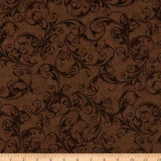 108'' Flourish Quilt Backing Scrolls Brown Fabric By The Yard