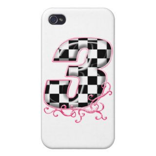 3 checkered flag number pink iPhone 4/4S covers