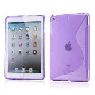 Purple 2 tone Transparent S Shape TPU Gel Soft Back Cover Case Skin for Apple iPad Mini Computers & Accessories