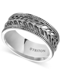 Triton Mens Sterling Silver Ring, 9mm Oxidized Crisscross Wedding Band   Rings   Jewelry & Watches