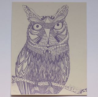mr. screech owl screen print by amber elise prints