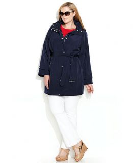 London Fog Plus Size Hooded Belted Trench Coat   Coats   Women