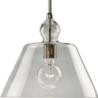 Progress Lighting P5185 104 One Light Stem Hung Mini Pendant with Clear Glass, Polished Nickel   Ceiling Pendant Fixtures  