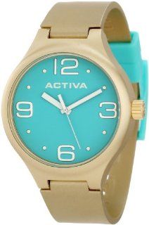 Activa By Invicta Women's AA101 023 Aqua Dial Gold Tone Polyurethane Watch Watches