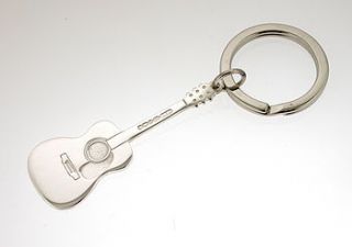personalised silver acoustic guitar key ring by david louis design
