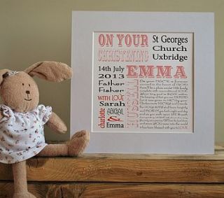 personalised christening print by a touch of verse