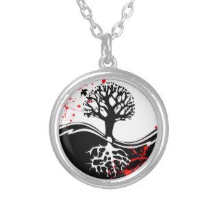 Cool blood splatter Yin Yang Tree tattoo art Necklace