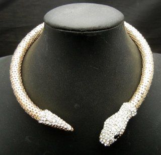 SALE OUT Limited STOCK 2014 model AA103A Clear Crystal Goldtone Metal Snake Cuff Choker Necklace Health & Personal Care