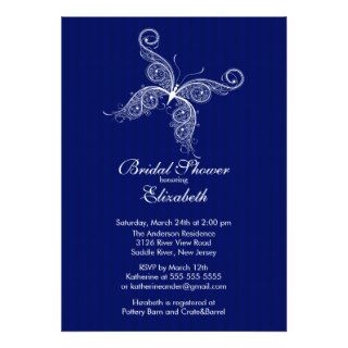 Blue Butterfly Bridal Shower Invitation