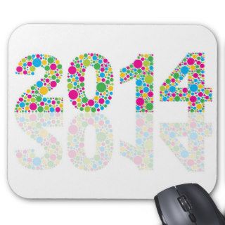 Happy New Year 2014 Colorful Polka Dots Mousepad