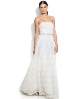 Adrianna Papell Strapless Beaded Soutache Gown   Dresses   Women