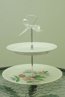 multi tier vintage pink rose cake stand by teacup candles