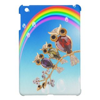 Gold Owls Jewels Print Rainbow iPad Mini iPad Mini Covers