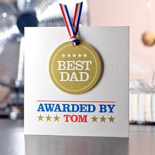 personalised ‘best dad’ medal card by rosie robins