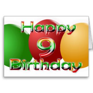 Happy 9th Birthday Balloon Card