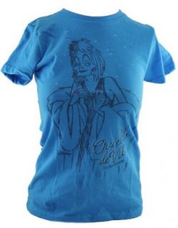 101 Dalmations Girls T Shirt   Cruella Devil Starry Outline Drawing Image Blue Clothing