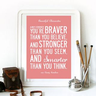 'inspiring words for kids' personalised print by i love design
