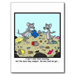 Recycling and Composting Rat Cartoon Postcard