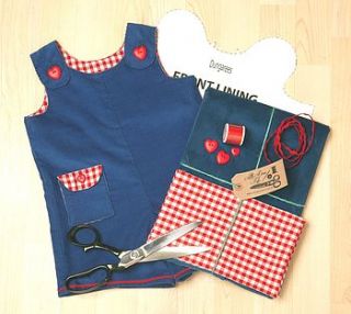 make and sew baby heart dungarees kit by little dress kits