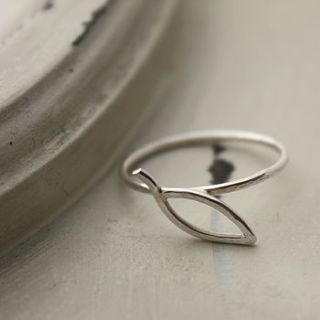 textured leaf shape ring by silver leaves