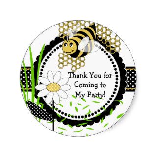 Cute Bumble Bee Party Favor Thank You Round Stickers
