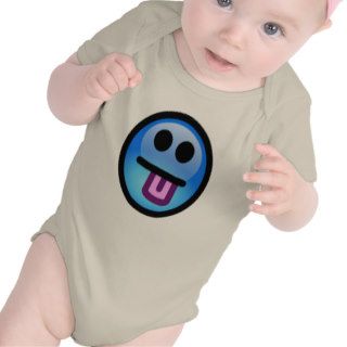 Blue Smiley Face with tongue sticking out. Fun Tee Shirts