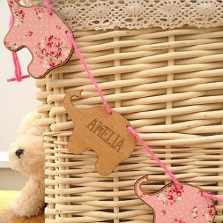 personalised new baby girl wooden bunting by neltempo