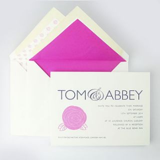 audley rose letterpress wedding invitation by piccolo