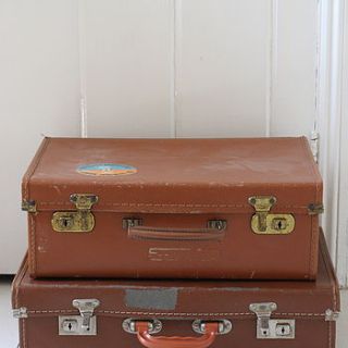 small faux leather vintage suitcase by magpie living