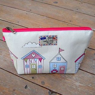 beach huts bunting cosmetic toiletry wash bag by lovely jubbly