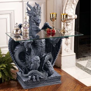 Design Toscano The Subservient Dragon Glass Topped Sculptural Console
