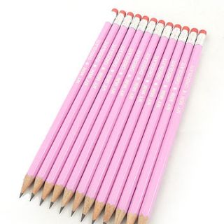 set of 12 personalised mum or dad pencils by able labels