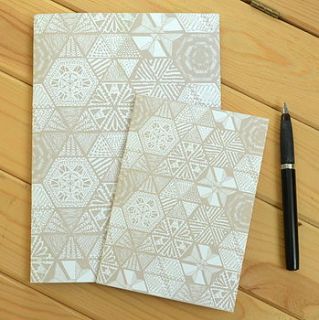 hexie doodle taupe notebook set by grace & favour home