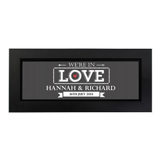 personalised we're in love framed print by lindsay interiors