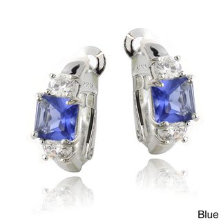 Icz Stonez Sterling Silver Princess Colored CZ Earrings ICZ Stonez Cubic Zirconia Earrings