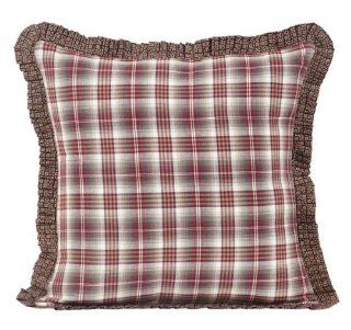 Country Style Brown, Red, Cream Pillow Fabric Ruffled 16x16"   Throw Pillows