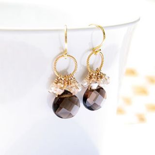smokey quartz and gold drop earrings by myhartbeading