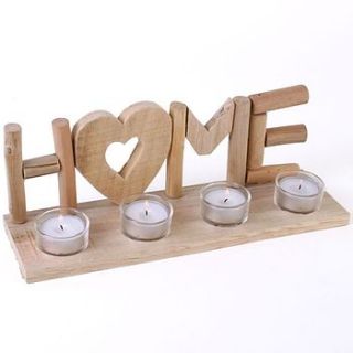 'home' driftwood candle holder by sleepyheads