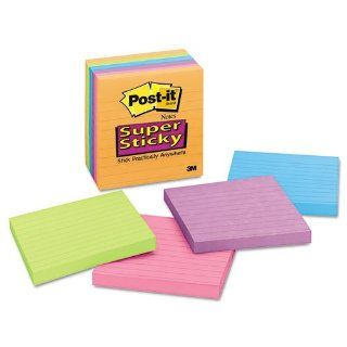 Post it Notes Super Sticky   Super Sticky Notes, 4 x 4, Lined, 5 Electric Glow Colors, 6 90 Sheet Pads/Pack   Sold As 1 Pack   Holds stronger and longer. 