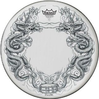 Remo Powerstroke Tattoo Skyn Bass Drumhead, White 22 inch Rock & Roses Graphic Musical Instruments