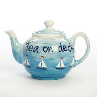personalised hand painted boats teapot by hannah berridge