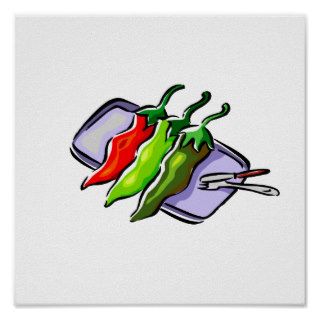 Three Peppers Fork Knife on Tray Graphic Print