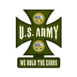 US Army Vintage Metal Sign Military USA Pride Cross 15 X 19 Steel Not Tin   Decorative Signs