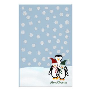 Christmas Penguin Family Stationary Custom Stationery