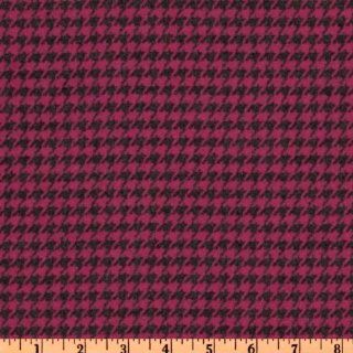 60'' Wide Wool Blend Suiting Houndstooth Fuchsia/Grey Fabric By The Yard