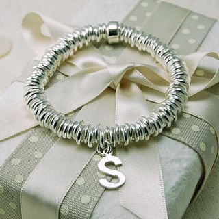 silver stretch bracelet with initial by highland angel