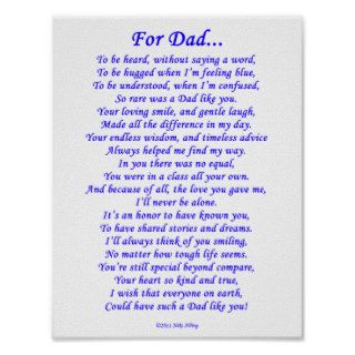 For Dad Memorial Poem Print