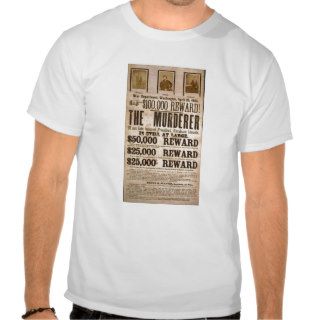 John Wilkes Booth wanted poster T shirts