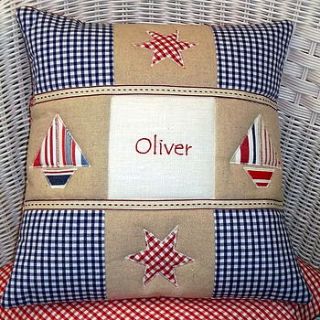 appliquéd name cushion by tuppenny house designs