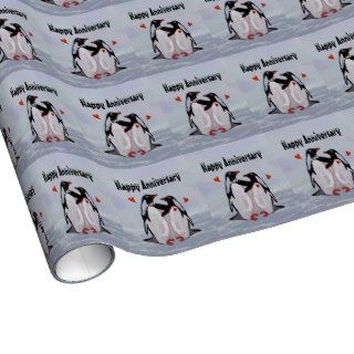 Penguin Love Anniversary Gift Wrapping Paper